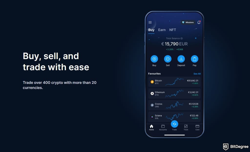 Best crypto exchange Ireland: the Crypto.com homepage on a mobile device.