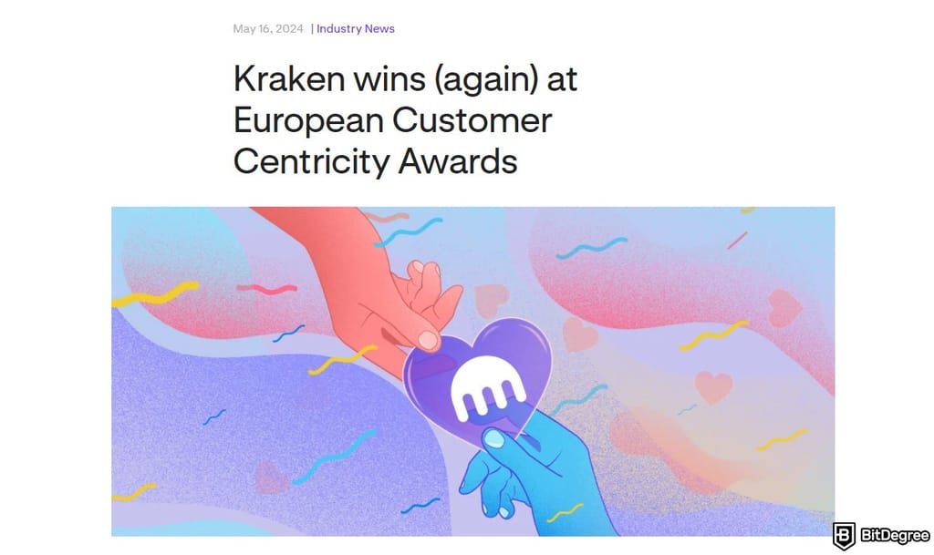 Best crypto exchange Ireland: the Kraken reward announcement on its blog.