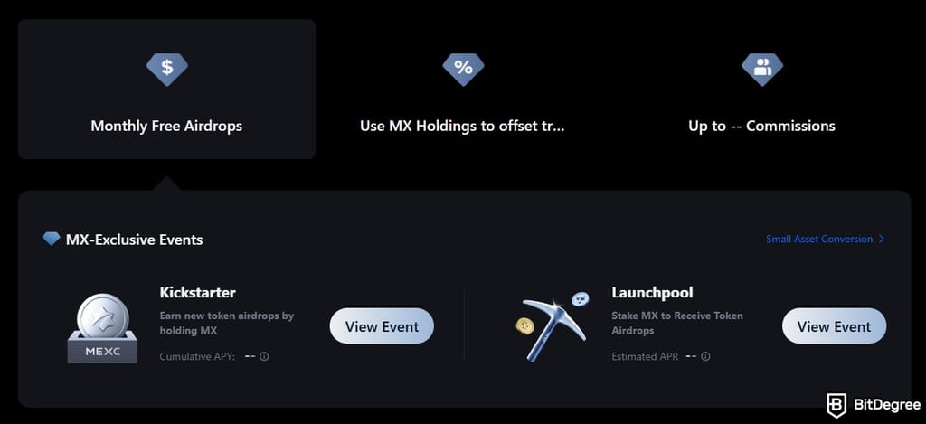 Best crypto exchange Ireland: free crypto airdrops as one of the benefits for MX holders.