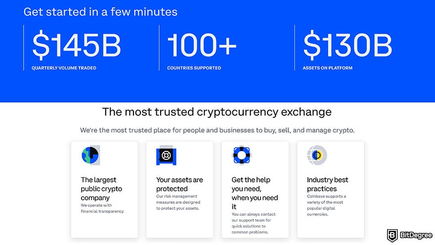 Best fiat-to-crypto exchange: Coinbase stats.