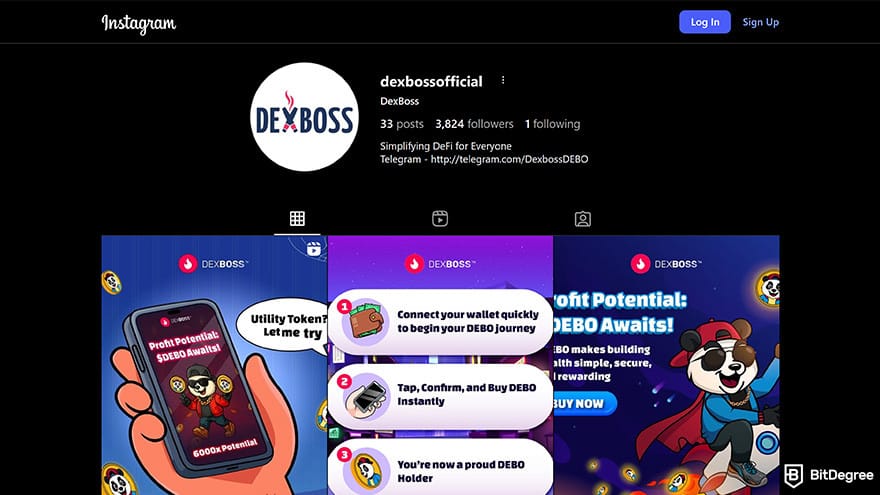 Best free crypto airdrops: DexBoss Instagram.