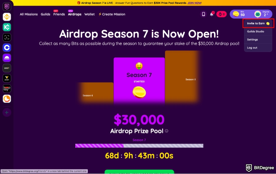 Best free crypto airdrops: click [Invite to Earn].