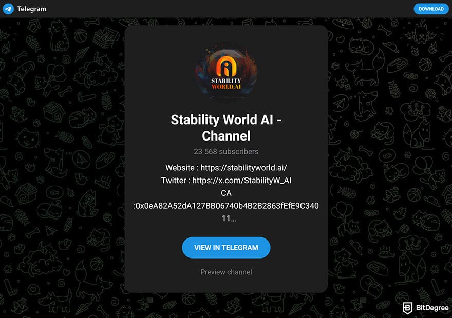 Best free crypto airdrops: StabilityAI Telegram.