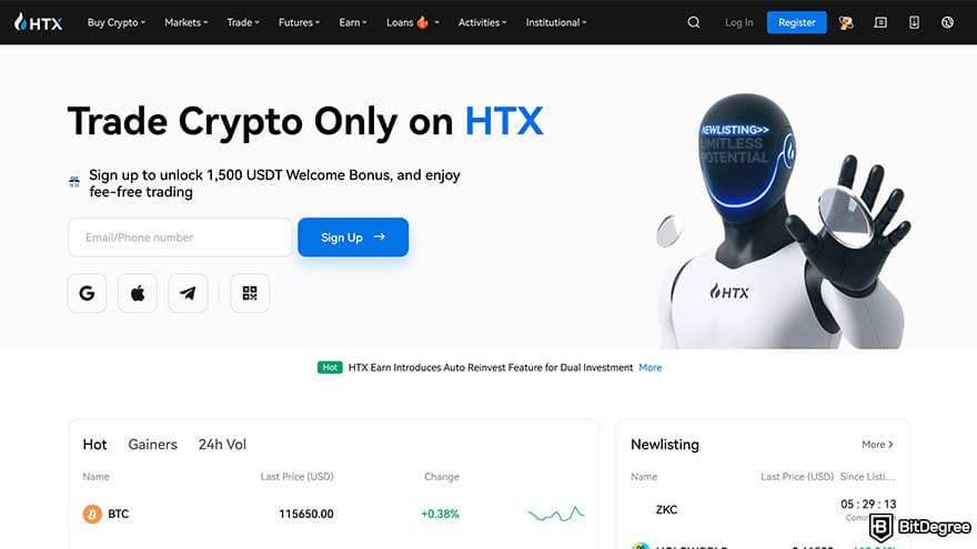 Best free crypto trading platform: HTX.