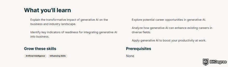 Best generative AI courses: what you will learn in edX's IBM: Elevating Businesses and Careers with Generative AI course.