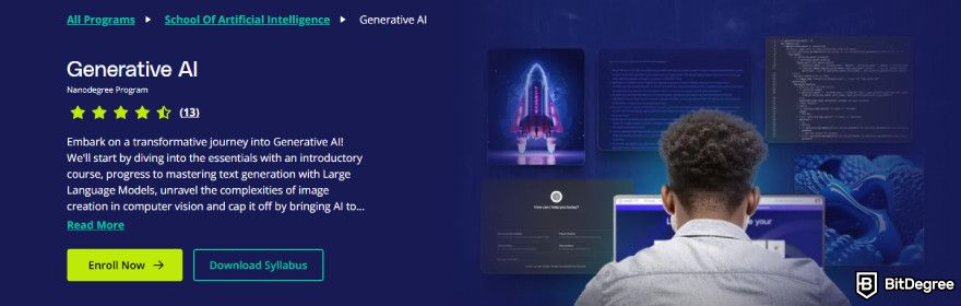 Best generative AI courses: Udacity's Generative AI course.