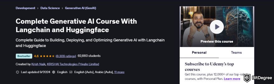 Best generative AI courses: Udemy's Complete Generative AI course.