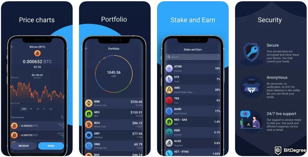 Best Kaspa wallet: the Atomic Wallet interface on iPhone.