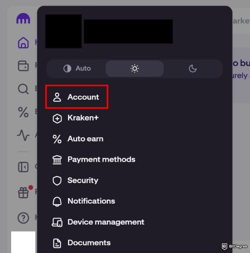 Best Kraken trading bots: the [Account] option on Kraken settings.