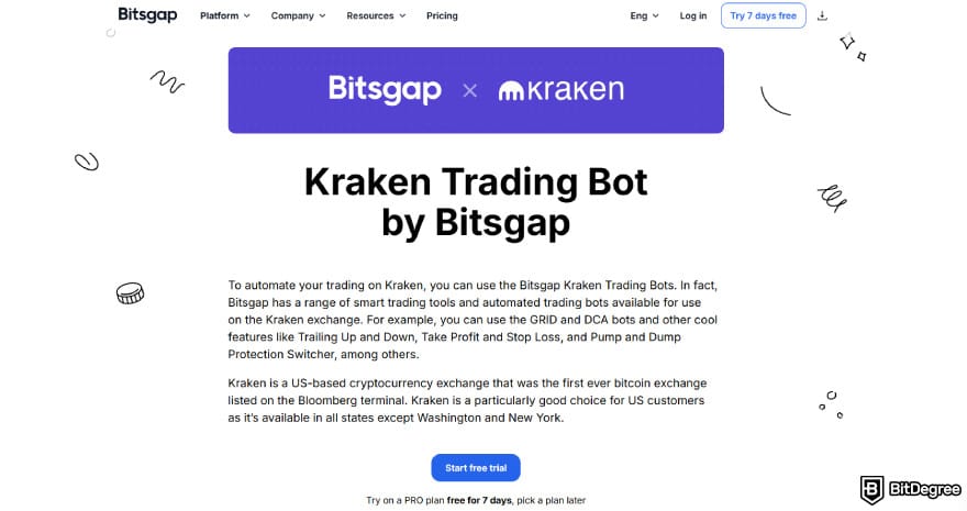 Best Kraken trading bots: Bitsgap's Kraken trading bot page.