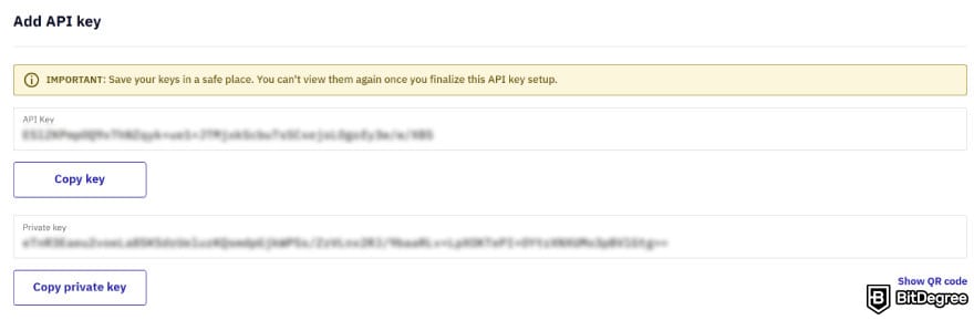 Best Kraken trading bots: add an API key terminal on Cryptohopper.