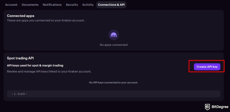 Best Kraken trading bots: the [Create API key] button on Kraken Pro.