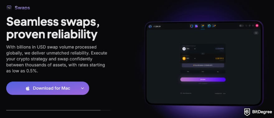 Best Litecoin wallet: the swapping interface in the Exodus wallet.