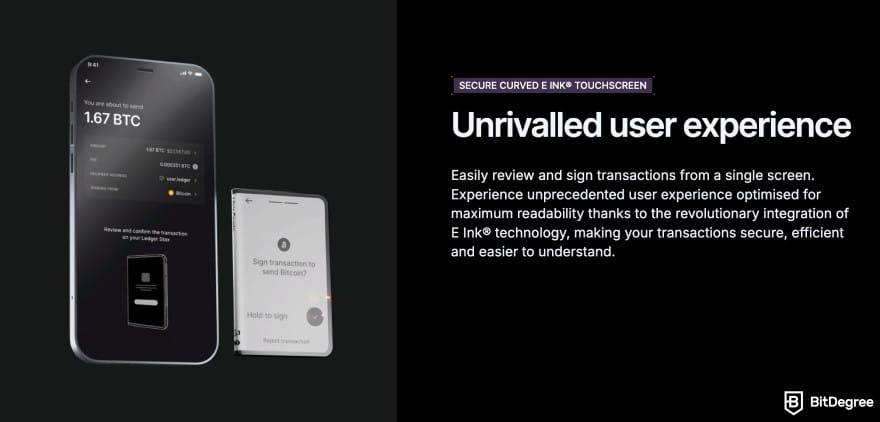 Best Litecoin wallet: the illustration of Ledger Stax's user experience.