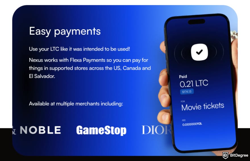 Best Litecoin wallet: an example of paying for movie tickets with the Nexus wallet.