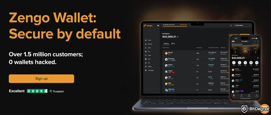 Best Litecoin wallet: Zengo wallet homepage.
