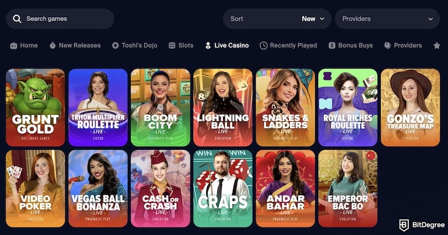 Best live casino: Toshi.bet's live casino page. Best live casino: Toshi.bet's live casino page.