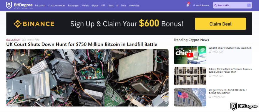 Best low market cap crypto: BitDegree's Crypto News page.