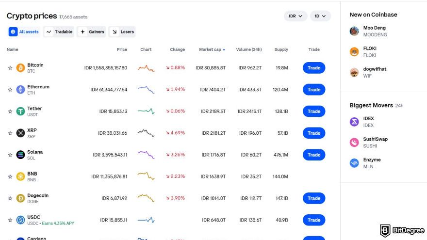 Best meme coin trading platform: Coinbase crypto selections.