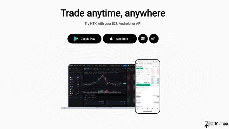 Best meme coin trading platform: HTX desktop and mobile interface.