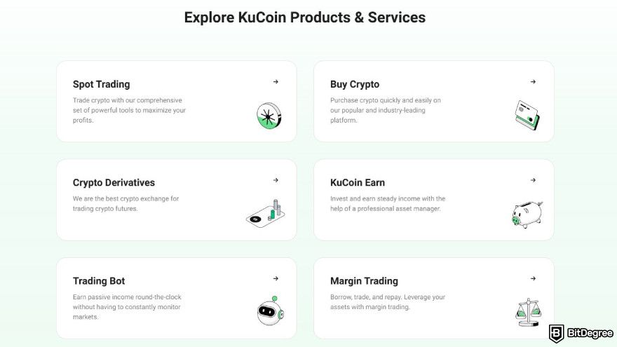 Best meme coin trading platform: KuCoin products and services.