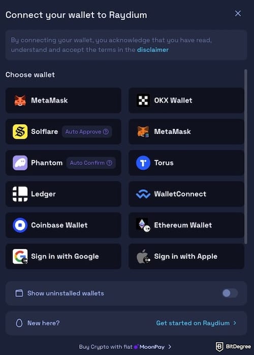Best meme coin trading platform: the wallet selection on Raydium. Best meme coin trading platform: the wallet selection on Raydium.