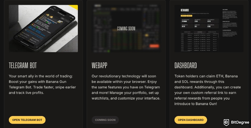 Best meme coin trading tools: Banana Gun features.