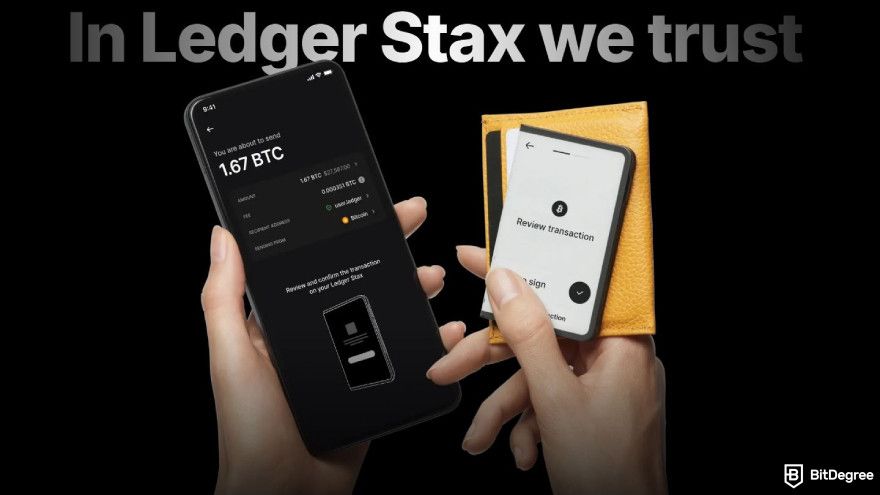 Best meme coin wallet: Ledger Stax design.