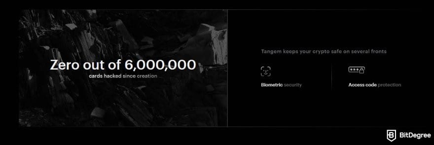 Best meme coin wallet: Tangem's security features.