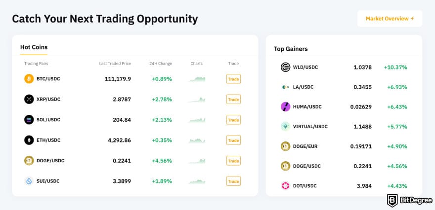 Best meme coins to buy now: Bybit homepage.