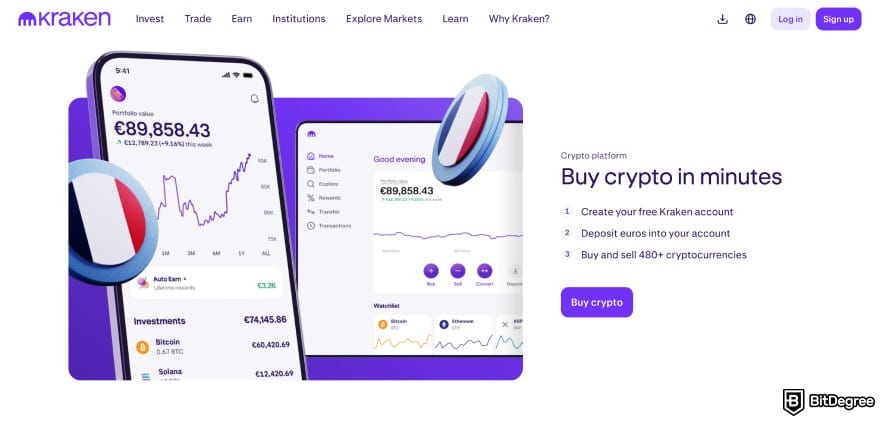Best meme coins to buy now: Kraken homepage.