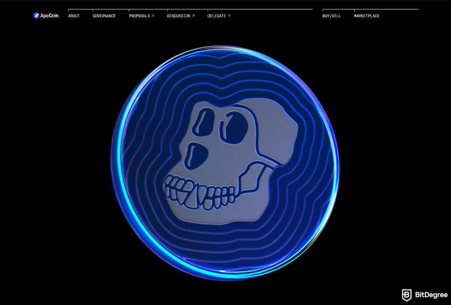 Best metaverse crypto: ApeCoin homepage.
