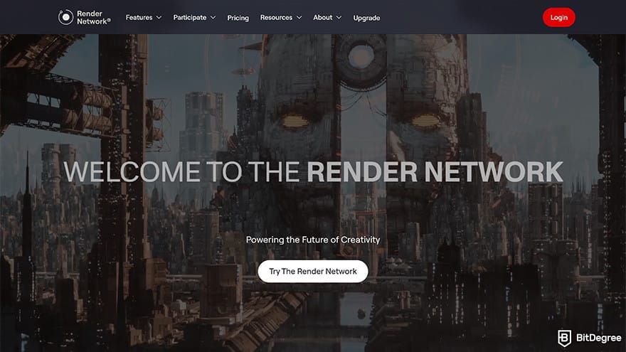 Best metaverse crypto: Render Network homepage.