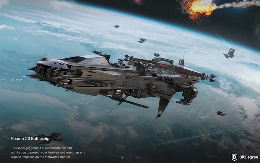 Best metaverse crypto: Star Atlas Pearce C9 Battleship.