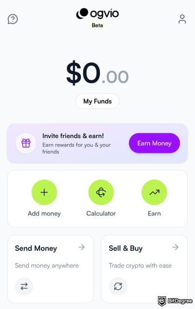 Best mobile bank: Ogvio account dashboard.