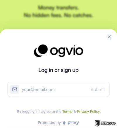 Best mobile bank: signing up on Ogvio.