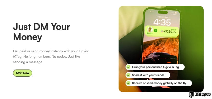 Best mobile bank: send money like a DM with Ogvio @Tags.