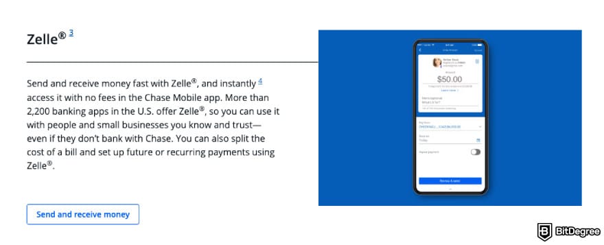 Best mobile bank: the Zelle integration on the Chase mobile app.