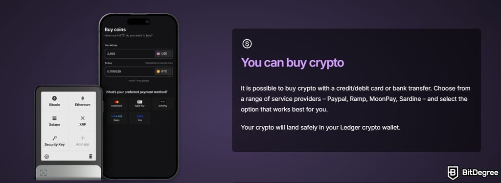 Best mobile crypto wallet: buying crypto on Ledger.