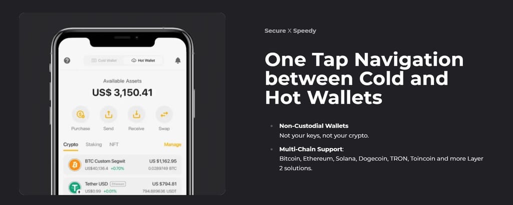 Best mobile crypto wallets: one-tap navigation on the CoolWallet HOT app.