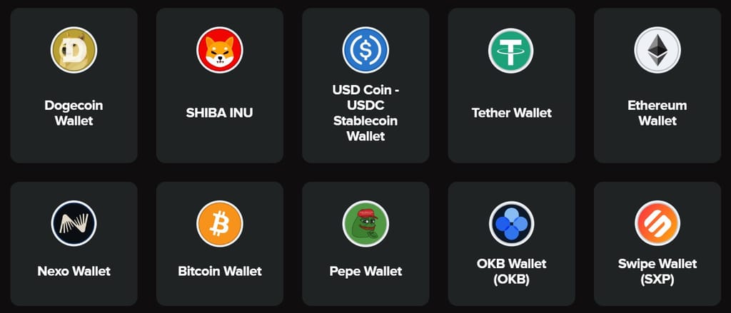 Best mobile crypto wallet: some available cryptocurrencies in Zengo.
