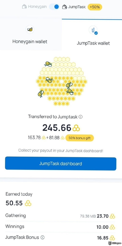 Best money making app: the Honeygain mobile app screenshot, showing the amount of earnings.