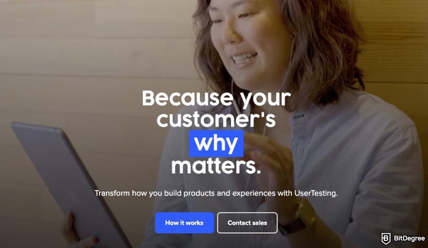 Best money making app: the UserTesting homepage.