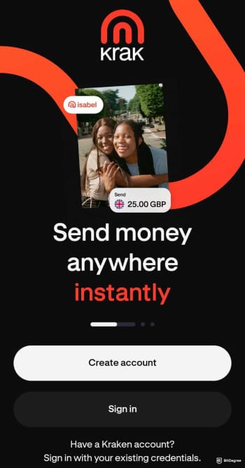 Best money transfer app: registering on Krak.
