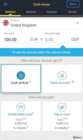 Best money transfer app: Western Union application.
