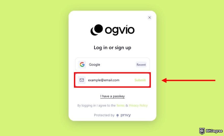 Best money transfer to India: Ogvio sign up page with the email field highlighted. Best money transfer to India: Ogvio sign up page with the email field highlighted.