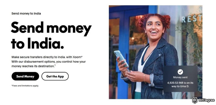 Best money transfer to India: the send money to India page on PayPal.