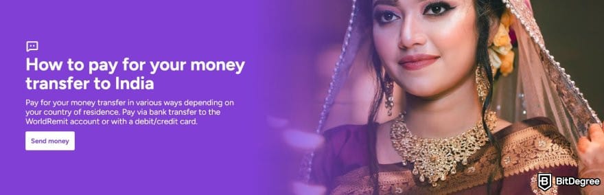 Best money transfer to India: description for the supported payment options on WorldRemit.