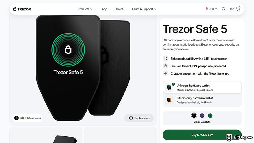 Best multi cryptocurrency wallet: Trezor Safe 5.