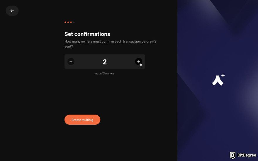 Best multisig wallet: the [Set confirmations] configuration on Argent X.